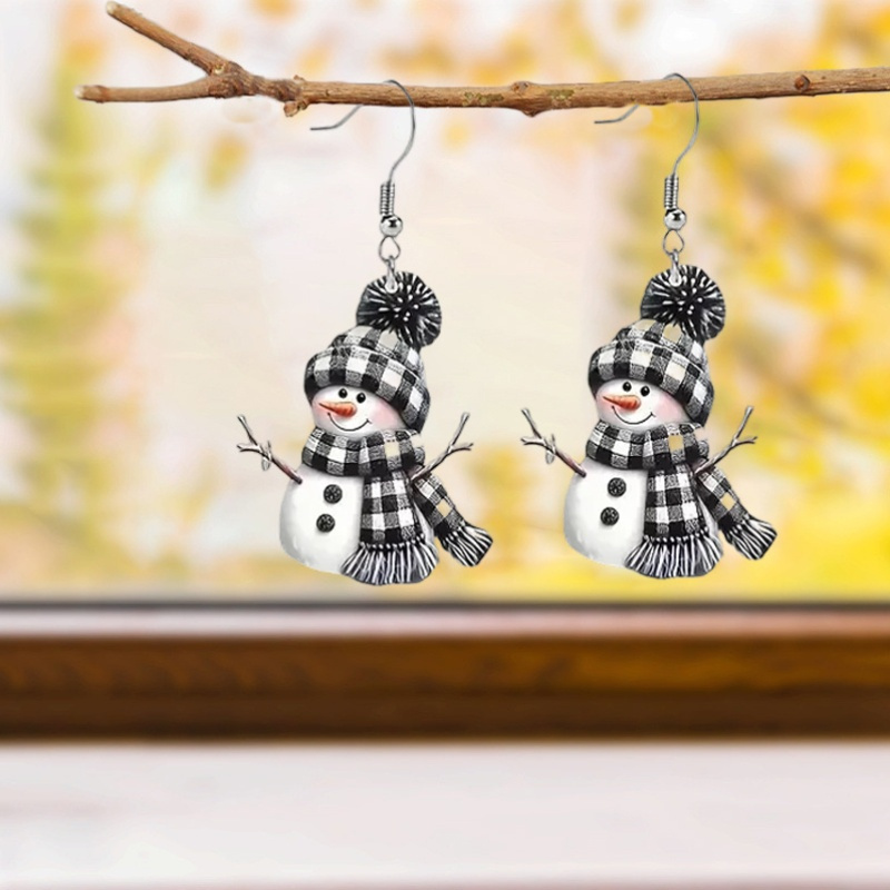 3pcs Retro Snowman Necklace & Earrings Set for Women